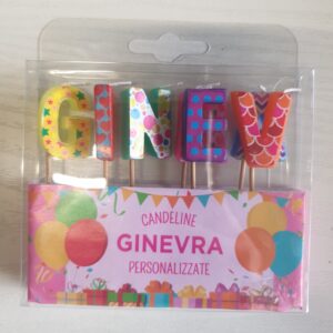 CANDELINE DI COMPLEANNO PERSONALIZZATE CON NOME "GINEVRA" PER FESTE, COMPLEANNI, PARTY ED OCCASIONI SPECIALI