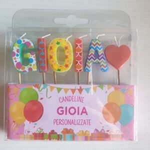 CANDELINE DI COMPLEANNO PERSONALIZZATE CON NOME "GIOIA" PER FESTE, COMPLEANNI, PARTY ED OCCASIONI SPECIALI