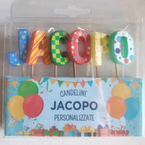 CANDELINE DI COMPLEANNO PERSONALIZZATE CON NOME "JACOPO" PER FESTE, COMPLEANNI, PARTY ED OCCASIONI SPECIALI
