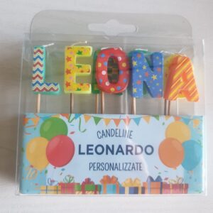 CANDELINE DI COMPLEANNO PERSONALIZZATE CON NOME "LEONARDO" PER FESTE, COMPLEANNI, PARTY ED OCCASIONI SPECIALI