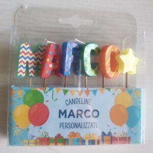 CANDELINE DI COMPLEANNO PERSONALIZZATE CON NOME "MARCO" PER FESTE, COMPLEANNI, PARTY ED OCCASIONI SPECIALI