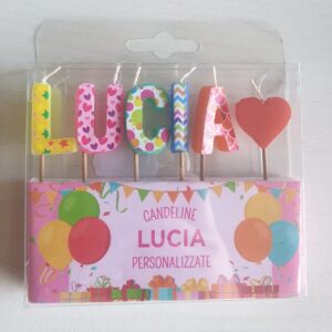 CANDELINE DI COMPLEANNO PERSONALIZZATE CON NOME "LUCIA" PER FESTE, COMPLEANNI, PARTY ED OCCASIONI SPECIALI