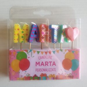 CANDELINE DI COMPLEANNO PERSONALIZZATE CON NOME "MARTA" PER FESTE, COMPLEANNI, PARTY ED OCCASIONI SPECIALI