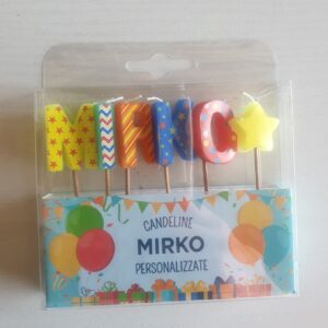 CANDELINE DI COMPLEANNO PERSONALIZZATE CON NOME "MIRKO" PER FESTE, COMPLEANNI, PARTY ED OCCASIONI SPECIALI