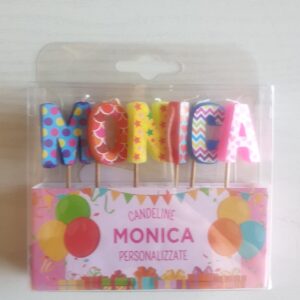 CANDELINE DI COMPLEANNO PERSONALIZZATE CON NOME "MONICA" PER FESTE, COMPLEANNI, PARTY ED OCCASIONI SPECIALI