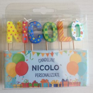CANDELINE DI COMPLEANNO PERSONALIZZATE CON NOME "NICOLO'" PER FESTE, COMPLEANNI, PARTY ED OCCASIONI SPECIALI