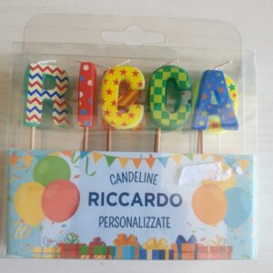 CANDELINE DI COMPLEANNO PERSONALIZZATE CON NOME "RICCARDO" PER FESTE, COMPLEANNI, PARTY ED OCCASIONI SPECIALI