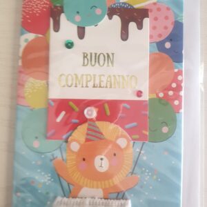 BIGLIETTO PORTA SOLDI HALLMARK BUON COMPLEANNO CON ORSETTO SU MONGOLFIERA