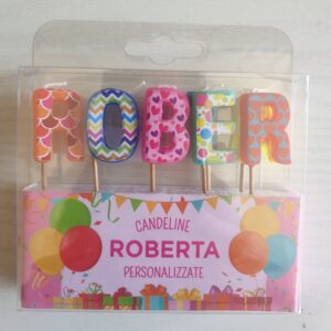 CANDELINE DI COMPLEANNO PERSONALIZZATE CON NOME "ROBERTA" PER FESTE, COMPLEANNI, PARTY ED OCCASIONI SPECIALI