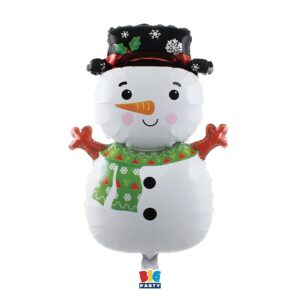 ART. P604 PALLONCINO MYLAR FORMA CM. 43 X 80 SNOWMAN PER PARTY, ADDOBBI NATALE