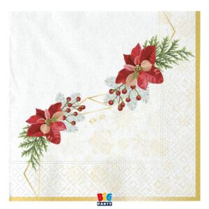 ART. P612 SET 16 TOVAGLIOLI CM. 33 X 33 ELEGANT CHRISTMAS PER FESTE NATALIZIE