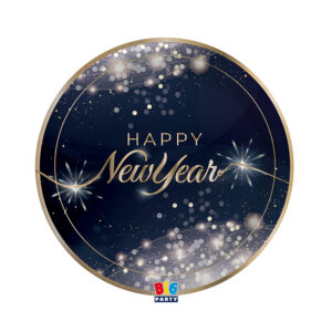 ART. P624 SET COMPOSTO DA 6 PIATTI CM. 24 HAPPY NEW YEAR GLAMOUR PER FESTA, PARTY CAPODANNO
