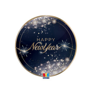 ART. P625 SET COMPOSTO DA 6 PIATTI CM. 18 HAPPY NEW YEAR GLAMOUR PER FESTA, PARTY CAPODANNO