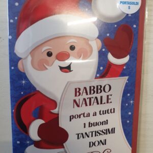 BIGLIETTO NATALE PORTASOLDI "BABBO NATALE PORTA A TUTTI I BUONI TANTISSIMI DONI" PER AUGURI NATALE