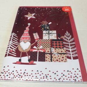 BIGLIETTO GNOMETTO CON PACCHETTI DI NATALE PER AUGURI NATALE