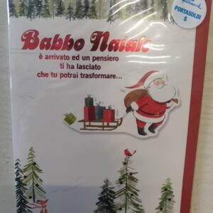 BIGLIETTO NATALE PORTASOLDI CON SCRITTA " BABBO NATALE E' ARRIVATO ED UN PENSIERO TI HA LASCIATO CHE TU POTRAI TASFORMARE...