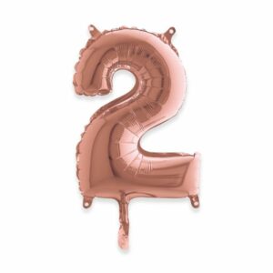 ART. P713 PALLONCINI MYLAR NUMERO 2 ROSA ANTICO 14" 36CM PER FESTA,PARTY, COMPLEANNO