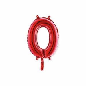 ART. P703 PALLONCINO MYLAR NUMERO 0 ROSSO 14" 36 CM PER PARTY, FESTA, COMPLEANNO