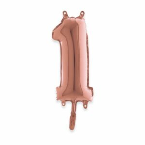 ART. P707 PALLONCINO MYLAR NUMERO 1 ROSA ANTICO 14" 36CM  PER PARTY, FESTA, COMPLEANNO0