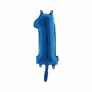 ART. P705 PALLONCINO MYLAR NUMERO 1 COLORE BLU 14" 36 CM PER FESTA, PARTY, COMPLEANNO