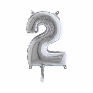 ART. P715A PALLONCINO MYLAR NUMERO 2 ARGENTO 14" 36CM PER FESTA, PARTY, COMPLEANNO