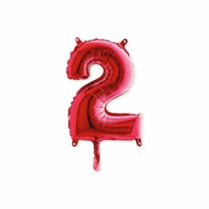 ART. P715 PALLONCINO MYLAR NUMERO 2 ROSSO 14" 36CM PER FESTA, PARTY, COMPLEANNO