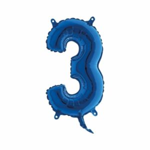 ART. P718 PALLONCINO MYLAR NUMERO 3 BLU 14" 36CM PER FESTA, PARTY, COMPLEANNO