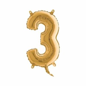 ART. P716A PALLONCINO MYLAR NUMERO 3 ORO PER FESTA, PARTY, COMPLEANNO