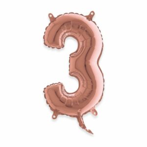 ART. P719 PALLONCINO MYLAR NUMERO 3 ROSA ANTICO 14" 36CM PER FESTA, PARTY, COMPLEANNO