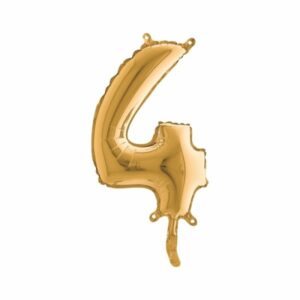 ART. P724 PALLONCINO MYLAR NUMERO 4 ORO 14" 36CM PER FESTA, PARTY, COMPLEANNO