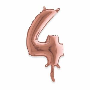 ART. P723 PALLONCINO MYLAR NUMERO 4 ROSA ARGENTO 14" 36CM PER FESTA, PARTY, COMPLEANNO