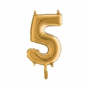 ART. P727 PALLONCINO MYLAR NUMERO 5 ORO 14" 36CM PER FESTA, PARTY, COMPLEANNO