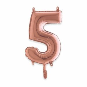ART. P726 PALLONCINO MYLAR NUMERO 5 ROSA ANTICO 14" 36CM PER FESTA, PARTY, COMPLEANNO