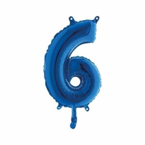 ART. P735 PALLONCINO MYLAR NUMERO 6 BLU 14" 36CM PER FESTA, PARTY, COMPLEANNO