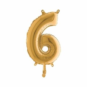 ART. P732 PALLONCINO MYLAR NUMERO 6 ORO 14" 36 CM PER FESTA, PARTY, COMPLEANNO
