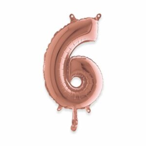 ART. P733 PALLONCINO MYLAR NUMERO 6 COLORE ROSA ANTICO 14" 36CM PER FESTA, PARTY, COMPLEANNO