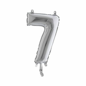 ART. P740 PALLONCINO MYLAR NUMERO 7 ARGENTO 14" 36 CM PER FESTA, PARTY, COMPLEANNO