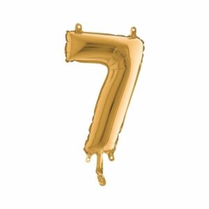 ART. P739 PALLONCINO MYLAR NUMERO 7 ORO 14" 36CM PER FESTA, PARTY, COMPLEANNO