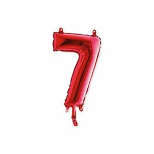 ART. P737 PALLONCINO MYLAR NUMERO 7 ROSSO 14" 36 CM PER FESTA, PARTY, COMPLEANNO