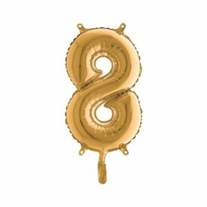 ART. P741 PALLONCINO MYLAR NUMERO 8 ORO 14" 36 CM PER FESTA, PARTY, COMPLEANNO