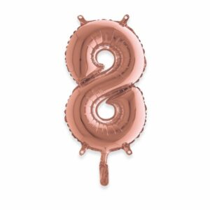 ART. P742 PALLONCINO MYLAR NUMERO 8 ROSA ANTICO 14" 36 CM PER FESTA, PARTY, COMPLEANNO