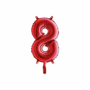 ART. P743 PALLONCINO MYLAR NUMERO 8 ROSSO 14" 36 CM PER FESTA, PARTY, COMPLEANNO