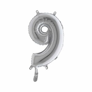 ART. P749 PALLONCINO MYLAR NUMERO 9 ARGENTO 14" 36CM PER FESTA, PARTY, COMPLEANNO