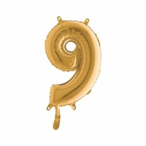 ART. P747 PALLONCINO MYLAR NUMERO 9 ORO 14" 36 CM PER FESTA, PARTY, COMPLEANNO