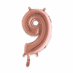 ART. P746 PALLONCINO MYLAR NUMERO 9 ROSA ANTICO 14" 36CM PER FESTA, PARTY, COMPLEANNO
