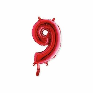 ART. P745 PALLONCINO MYLAR NUMERO 9 ROSSO 14" 36CM PER FESTA, PARTY, COMPLEANNO