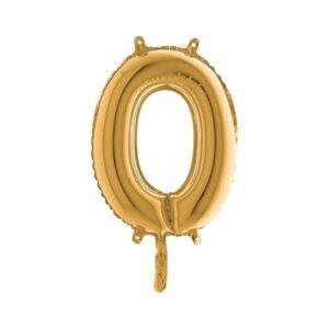 ART. P704 PALLONCINO MYLAR NUMERO 0 ORO 14" 36CM PER FESTA, PARTY, COMPLEANNO