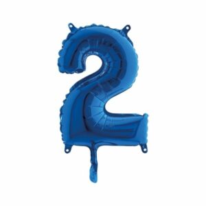 ART. P712 PALLONCINO MYLAR NUMERO 2 BLU 14" 36CM PER FESTA, PARTY, COMPLEANNO