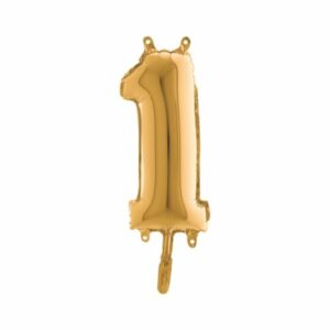 ART. P711 PALLONCINO MYLAR NUMERO 1 ORO 14" 36CM PER FESTA, PARTY, COMPLEANNO