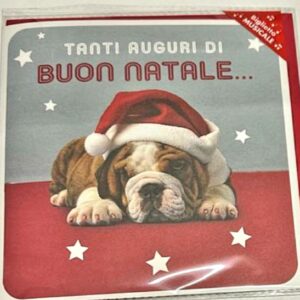 BIGLIETTO NATALE MUSICALE  CON SCRITTA "TANTI AUGURI DI BUON NATALE...." PER AUGURI DI NATALE
